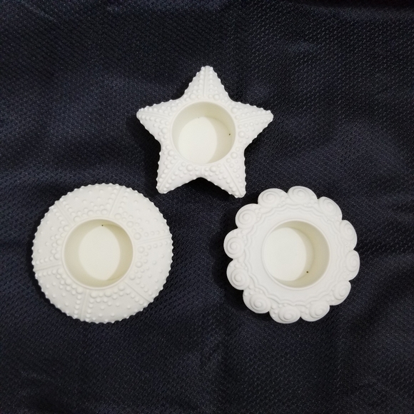 Partylite "Sea Drifters" Bisque Porcelain Votive Shell Starfish Candle Holders - Picture 2 of 9